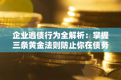 武汉企业逃债行为全解析：掌握三条黄金法则防止你在债务乱局中“踩雷”